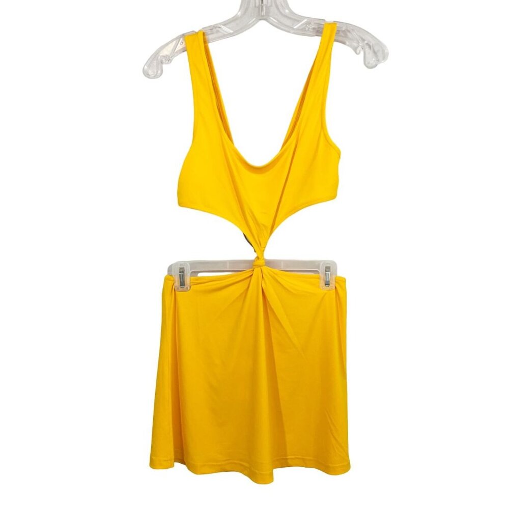 NEW Solid & Striped Bailey Mini Dress Jersey Butterscotch Cut Out Knotted MEDIUM